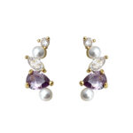 French light luxury designer model! Thick plated 18K real gold color preservation S925 silver needle purple zircon water drop earrings stud earrings