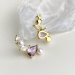 French light luxury designer model! Thick plated 18K real gold color preservation S925 silver needle purple zircon water drop earrings stud earrings - Image 5