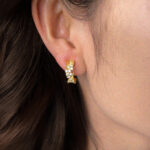 Original thick plated 18k real gold geometric C-shaped texture micro-inlaid zircon earrings light luxury and elegant high-end earrings for women - Image 2