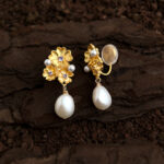 Thick plated 18K real gold baroque freshwater pearl purple zircon flower earrings Fashionable and elegant high-end earrings - Image 4