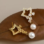 Original thick plated 18K real gold full zircon five-pointed star earrings light luxury S925 silver needle high-end earrings - Image 4