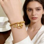 24K bright gold color dragon scales crushed ice immediately rich bracelet fashionable retro safety pony set chain - Image 2