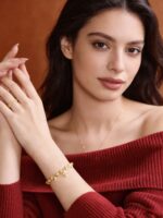 24k sand gold dot zircon iris flower pop flash cat eye bead  female niche light luxury high-end sense retrok - Image 2