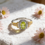 Design natural peridot women's ring set with S925 silver - Image 4