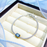 Luxury Natural Topaz Bracelet Daily Blue Silver Inlaid - Image 3