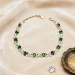 Spring Garden Natural Diopside Bracelet S925 Silver 4*6mm Gemstone Handcrafted Floral Vine Jewelry - Image 3