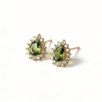 Vintage French Court Style S925 Silver 14K Gold-plated Green Drop Earrings, Elegant Retro Jewelry for Women