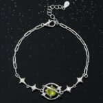 Elegant Luxury Dreamy Star Shaped 925 Silver Inlaid Peridot Bracelet For Daily Casual Wear - Image 4