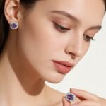 Natural square amethyst earrings set with S925 sterling silver fire-colored sparkling gemstones - Image 2