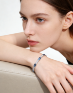 Deep Sea Luxury Style Natural Topaz Bracelet For Daily & Banquet Wear, Deep Sea Blue, Exquisite Pave Setting, 925 Sterling Silver - Image 2