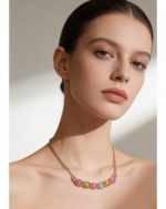 Handmade Rainbow Tourmaline Necklace, S925 Silver Curved Gemstone Pendant, Chakra Balancing Healing Crystal Jewelry, Dainty Colorful Necklace Gift for Her - Image 2