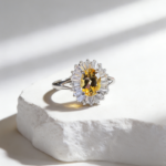 Elegant Vintage Style Oval Natural Yellow Citrine Sunburst Ring with Tapered Baguette Accents, 925 Sterling Silver, Statement Jewelry for Evening Occasions - Image 3