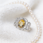 Vintage Filigree Natural Citrine Ring, 925 Sterling Silver Intertwined Vines Statement Ring - Image 3