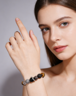 Twin Flame Tiger's Eye Silver Obsidian 925 Sterling Bracelet - Image 2