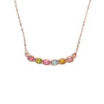 Handmade Rainbow Tourmaline Necklace, S925 Silver Curved Gemstone Pendant, Chakra Balancing Healing Crystal Jewelry, Dainty Colorful Necklace Gift for Her - Image 4