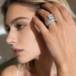 S925 sterling silver 5A zircon wedding ring combination ring female European and American cross-border 0.39inch ice flower cut simulated diamond ring bracelet - Image 2