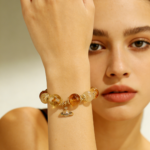 Natural citrine yellow tower crystal bracelet women's ice orange small fresh ancient style rough stone multi-layer star universe versatile girl bracelet - Image 2