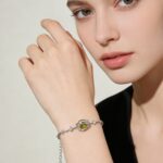 Elegant Luxury Dreamy Star Shaped 925 Silver Inlaid Peridot Bracelet For Daily Casual Wear - Image 2