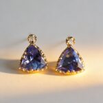 Luxury Retro Triangle Earrings Daily Inlaid Tanzanite Zircon - Image 3