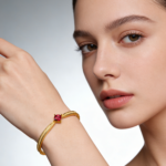 Bohemian Style Natural Garnet Bangle, 925 Silver Inlaid 6*6mm Garnet Bracelet - Image 2