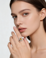 Elegant Vintage Style Oval Natural Yellow Citrine Sunburst Ring with Tapered Baguette Accents, 925 Sterling Silver, Statement Jewelry for Evening Occasions - Image 2