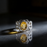 Vintage Filigree Natural Citrine Ring, 925 Sterling Silver Intertwined Vines Statement Ring - Image 4