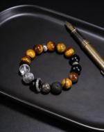 Twin Flame Tiger's Eye Silver Obsidian 925 Sterling Bracelet - Image 3
