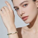 Freshwater Pearl & Natural Stone Beaded Necklace & Bracelet, Maillard Style Green Spot Stone Sweater Chain - Daily & Party Wear, Autumn/Winter Outfit, Green-White-Gold Color Scheme - Image 3