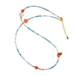 Coral Reef & Starry Sky Natural Aquamarine & Red Agate Clavicle Necklace, 925 Silver Healing Crystal Jewelry