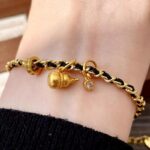 24k Gold color copper auspicious elephant dot diamond love small gourd bracelet women's new Chinese style national tide bracelet - Image 2