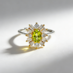 Natural Peridot S925 Silver Ring, Sunburst Design "Stone of Happiness" August Birthstone Jewelry - Image 3