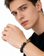 Obsidian Tiger Spirit Bracelet, Natural Rainbow Obsidian & Tiger Eye Protection Crystal Bracelet for Men - Image 2