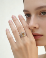 Vintage Filigree Natural Citrine Ring, 925 Sterling Silver Intertwined Vines Statement Ring - Image 2