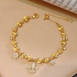 24k sand gold dot zircon iris flower pop flash cat eye bead  female niche light luxury high-end sense retrok - Image 3