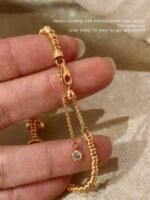 24k sand gold white zircon pigeon egg four-leaf clover coil wrapping bracelet fashion jewelry - Image 5