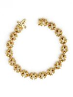 24k Sand gold ancient cross flower diamond bracelet  fashion design high-end diamond cross hand jewelry