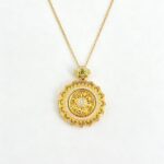 Filigree ruyi eight treasure compass sand gold pendant imitation new Chinese rose window dot diamond necklace court style collarbone chain