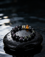 Obsidian Tiger Spirit Bracelet, Natural Rainbow Obsidian & Tiger Eye Protection Crystal Bracelet for Men - Image 3