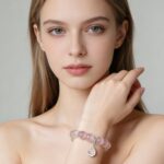 Star Moon Myth Putuo Mountain Peach Blossom Natural Pink Crystal White Snowflake Ghost Bracelet Peach Blossom Crystal Bracelet - Image 3