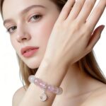 Star Moon Myth Putuo Mountain Peach Blossom Natural Pink Crystal White Snowflake Ghost Bracelet Peach Blossom Crystal Bracelet - Image 2