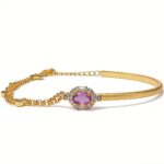 Luxury Exquisite Fine Oval Natural Fluorite Bracelet Daily Wear S925 Silver Inlaid Jewelry