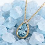 Tears of the Sea Pear Shaped Natural Aquamarine Pendant, 925 Sterling Silver Gold Plated, Milgrain Bezel Vintage Jewelry, March Birthstone Gift for Her - Image 3