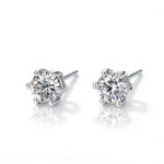 Starburst Luxury Moissanite Stud Earrings for Daily Wear & Gift, Silver White Six-Prong Setting 925 Sterling Silver Earrings - Image 4