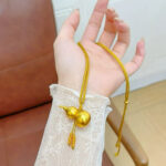 Ancient method sand gold tassel gourd pendant solid gourd necklace Fu Lu Sheng Cai braided rope sweater chain woman - Image 4