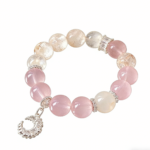 Star Moon Myth Putuo Mountain Peach Blossom Natural Pink Crystal White Snowflake Ghost Bracelet Peach Blossom Crystal Bracelet