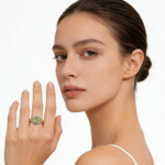 Design natural peridot women's ring set with S925 silver - Image 2