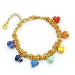 24k sand gold enamel color seven-son gourd coil wrapped bracelet new Chinese twist whirlpool jump Di Zhu Fulu bracelet