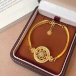24k sand gold dot zircon lucky crown carriage compass bracelet is hollow and can be rotated to give the round bracelet to your girlfriend - Image 3