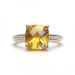 Belle Princess Natural Citrine Ring - Golden Yellow, Zircon-Embellished S925 Silver, Perfect for Formal & Romantic Occasions​