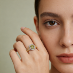 Design natural peridot women's ring set with S925 silver - Image 3